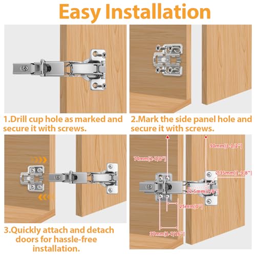 TamBee Corner Cabinet Hinge Bifold 165 Degree Lazy Susan Door Hinge 48mm Full Overlay Soft Close Hinges Concealed Hydraulic Hinges Adjustable Mounting Frameless 2 Pcs /1 Pair Full Overlay - style: 165° Full Overlay