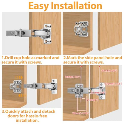 TamBee 1/2 Inch Overlay 165 Degree Cabinet Door Hinges 48mm Frameless Soft Close Hinges for Kitchen Corner Adjustable Lazy Susan for Cabinet,2 Pcs/1 Pair (Half Overlay) - style: 165° Half Overlay