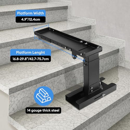 Ladder Extender Pro, Heavy-Duty Ladder Stabilizer High Strength, Non-Slip Adjustable Extendable Ladder Leveler for Stairs (12.3-18.5" H, 16.8-29.8" L) 500 lb Capacity, Fits Telescopic/Straight Ladders