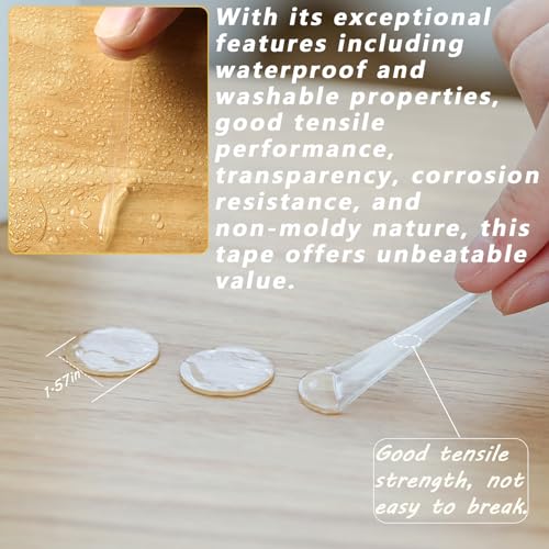 Double Sided Tape for Walls, Clear Removable Mounting Dots, 60 Pcs Invisible Adhesive for Hanging Posters, Photos & Lightweight Art in Dorm Rooms, Rentals & Offices