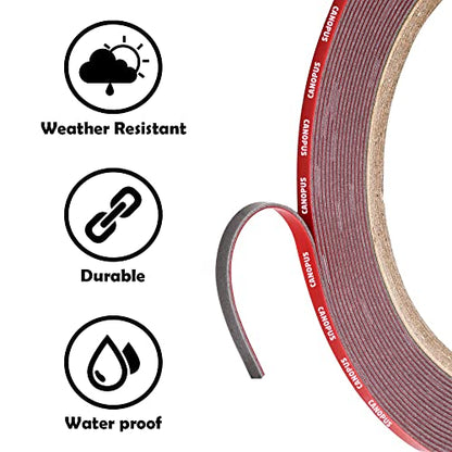CANOPUS Double Sided Tape, 5952 Heavy Duty Mounting Tape, Strong Bond & Weatherproof Seal Strip for Automotive Mounting, Picture and Photo Frame, Poster, Craft, 0.125 in x 15 ft, Black, Made in USA - size: 0.125in X 5yd