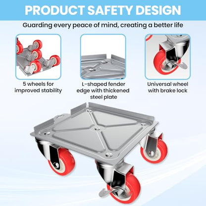 Upgrade 3474LBS Heavy Duty Furniture Dolly & Movers, 6.5" Carbon Steel Panel with 5 360° Rotatable Rubber Universal Wheels, Includes Non-Slip Sliders & Lifter Tool for Moving Pianos, Sofa, Appliances - color: Silver(upgrade)
