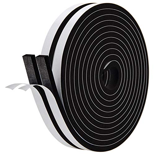 Neoprene Weather Strip with Adhesive, 1/2" x 1/4", High Resilience Door & Window Seal for Gaps & Cracks, 26 Feet (2 Rolls x 13ft) - size: 1/2in * 1/4in * 26FT