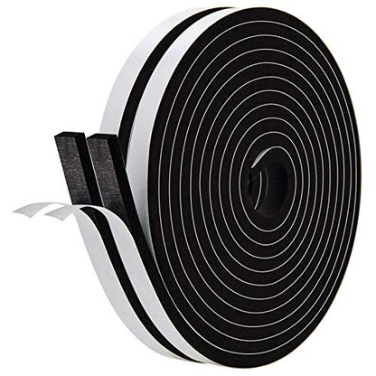 Neoprene Weather Strip with Adhesive, 1/2" x 1/4", High Resilience Door & Window Seal for Gaps & Cracks, 26 Feet (2 Rolls x 13ft) - size: 1/2in * 1/4in * 26FT