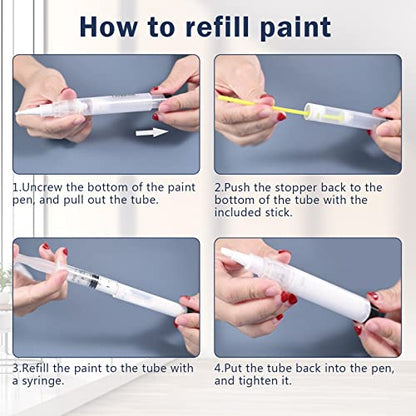 LANBEIDE Touch Up Paint Pen - Fillable Brush Pens 5Pcs for Drywall Repair, Wall, Furniture, Cabinet, Wood Floor, Window, 6ML - size: 5 Count (11 Pcs Kit)