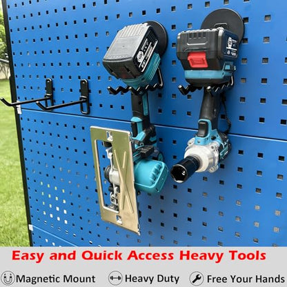 MUTUACTOR Super Power Magnetic Hooks Heavy Duty,2packs Strong Large Magnetic Hooks for Power Tools Organization Heavy Duty Hooks for Cordless Drills Impact Drivers Power Spanners Metal Tool Chest - style: 3.46in Magnet Wave Black Hooks 2PCS
