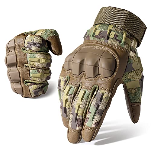 WTACTFUL Rubber Guard Tactical Gloves for Men Touchscreen Airsoft Motorcycle Hunting Outdoor - color: Camouflage, size: Large