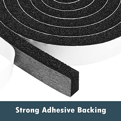 YIJUHOU Weather Stripping Door Seal Window Air Conditoner Insulation Foam Seal Tape Black Open Cell Door Seal Strip (1IN*1/2IN*13FT) - size: 1IN*1/2IN*13FT