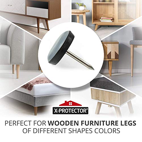 Chair Glides X-PROTECTOR – 0.75" Furniture Glides 40 pcs – Grey Nail-on Chair Sliders – Premium Chair Leg Floor Protectors – Slide Effortlessly with Leg Pads That Protect Your Floor! - size: 0.75" 40 PCS Grey