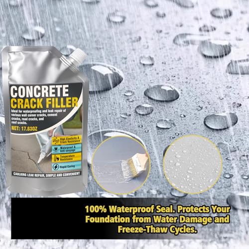 500g Concrete Crack Filler, High Elasticity Liquid Cement Crack Filler, Self-Leveling Waterproof Repair Sealant for Driveway, Walkway, Patio, Hole -Quick Drying, Permanent Fix (Concrete Crack Filler)