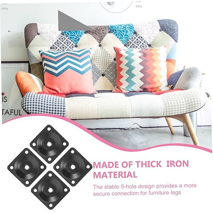 Cabilock Furniture Leg Mounting Plates Set Heavy Duty Iron Brackets for Sofa Table Chair Repair Easy to Install Sturdy Flat Design for Replacement of Worn Leg Connectors