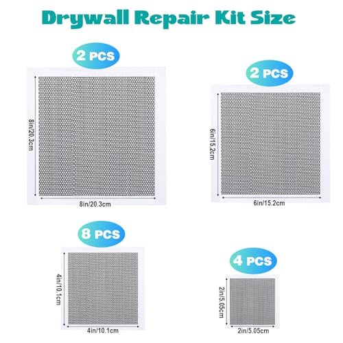 16Pcs Drywall Repair Kit, 2/4/6/8in Self-Adhesive Drywall Patch Kit with Sandpapers & Scrapers, Wall Repair Patches for Small Big Holes & Cracks, Quick Fix for Ceiling Bathroom Wall Damage - size: 16Pcs