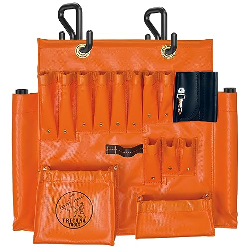 Lineman Tool Board, Aerial Apron, Bucket Truck Tools Organizer with Over 16 Pockets, Tool Organizer for Bucket Trucks and Lineman, Includes Two 2” Bucket Hooks - size: 16 Pockets