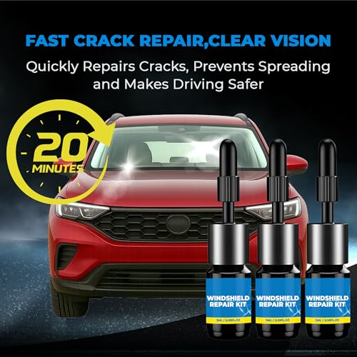 Windshield Crack Repair Kit 3 Bottles Nano Quick and Efficiency Glass Repair Liquid for Cracks Glass Fixing Chips,Bullseye, Star-Shaped,Windshield Scratch Remover