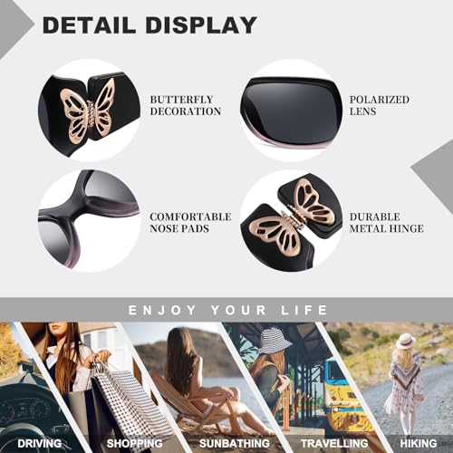 HAOLOTA Women's Polarized Sunglasses - Fashionable Wraparound Butterfly Design with UV400 Protection - color: A05 Gradient Purple Frame/Grey Lens