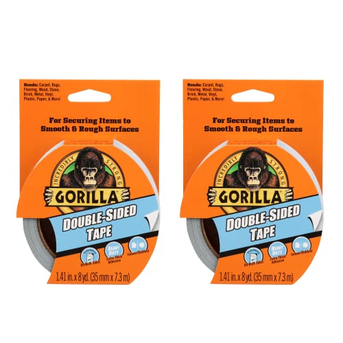 Gorilla Double-Sided Tape, 1.41" x 8 yd, Gray, (Pack of 2) - size: 2 - Pack