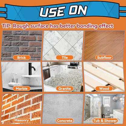 Bondtech Max Strength Construction Adhesive Clear, Cement Glue, Tile Adhesive, Versatile Concrete Glue for Tile, Cement, Floor, Stone, Wall, Wood & More, 3.38 Ounce Squeeze Tube (CZJS-B01)