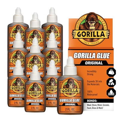 Gorilla Original Gorilla Glue, Brown, Waterproof Polyurethane Glue, 2 Ounce (Pack of 10) - Expands Into Materials, All Purpose - size: 2 Ounce (Pack of 10)