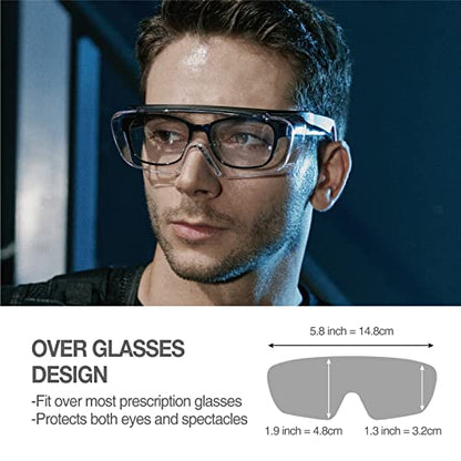 DEX FIT Safety Glasses Over Eyeglasses SG210N - Anti-Fog & Scratch Resistant Z87.1 Certified, Adjustable Temples, Side Shields, UV Protection, Clear Lens PPE for Men & Women; Black & Gray, 1 PC - color: Black/Gray - Clear, size: 1 PC