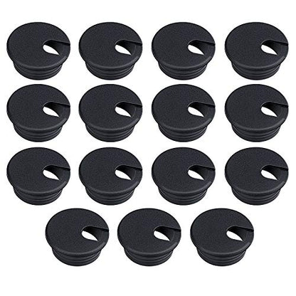 15 Pack 1.5 Inch Desk Cable Hole Cover Grommet - Plastic Wire Cord, Black - color: Black-1.5Inch