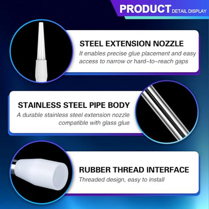 Professional Caulking Gun Nozzle Extensions, Stainless Steel, Straight and Curved Tips, 14.57 in, 2-Piece Set for Sealant Application，DIY pure handmade