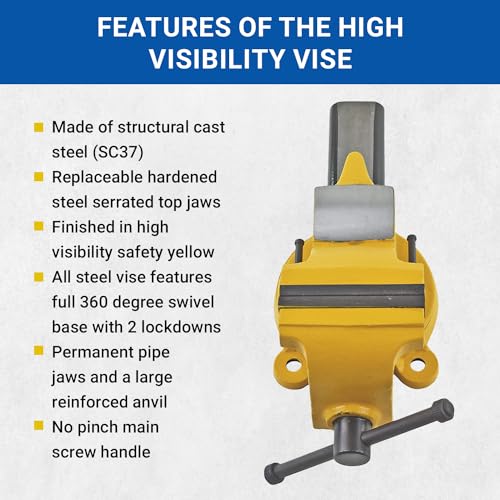 Yost Vises 904-HV 4" High-Visibility Heavy Duty Steel Bench Vise - size: 4", style: High-Visibility Heavy Duty