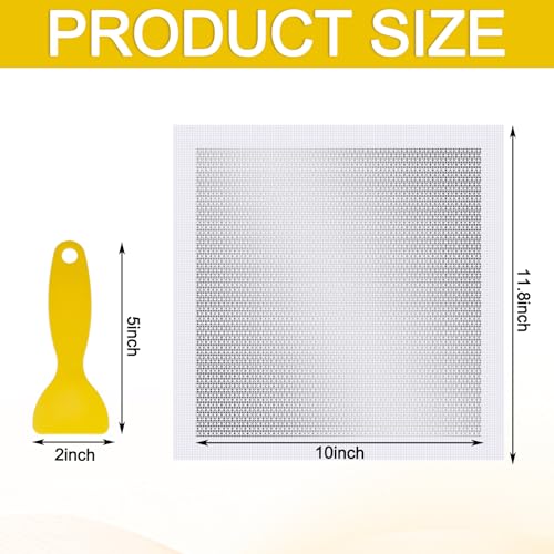 Yaocom 4 Pcs 10 x10 Inch Drywall Repair Kit Self Adhesive Mesh Drywall Repair Patch Set with Sanding Pads and Scraper Heavy Duty Metal Aluminum Dry Hole Patch Tools for Large Hole Wall Ceiling Tool - size: 10 x10"