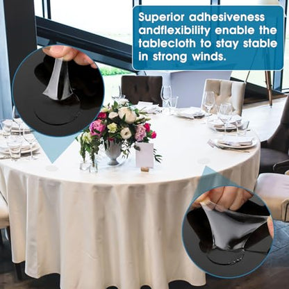 Dimeho Transparent Tablecloth Clips, 40 Pcs Removable Outdoor Table Cloth Holder Double Sided Mounting Tape Adhensive Dots Windproof Table Cover Clips for Picnic Poster Carpet Party Indoor Decor