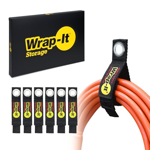 Heavy-Duty Wrap-It Storage Straps, 7-inch (6 Pack) - Hook and Loop Tool Cord Organizer, Extension Cord Hanger, Kitchen Cord Keeper, Cable Straps for Cords, Hoses, Rope, RV, and Garage Organization - size: 7" (6-Pack)