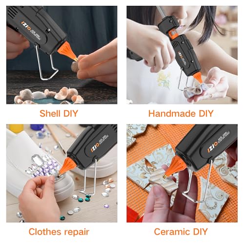 IZIO Professional Hot Glue Gun Kit-100W Fast Heat, 21 Glue Sticks(7/16"), Detachable Anti-Scald Nozzle & Durable Pouch | Heavy lightweight for diy projects, home repairs,ergonomic grip,Black gluegun - color: Black