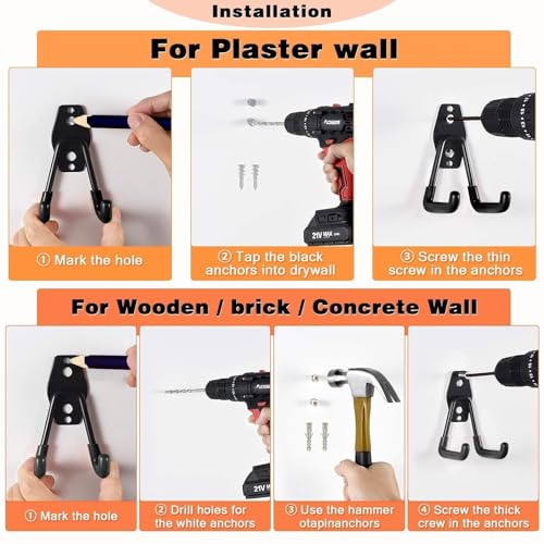 GUDEMAY 32 Pack Steel Garage Hooks Heavy Duty, Utility Wall Mount Hook with Anti-Slip Coating, Hanger & Organizer for Bulk Items, Bikes, Ladders, Power Tools, Ropes, and More Equipment - size: 32pcs - Black