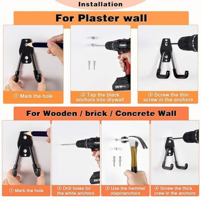 GUDEMAY 32 Pack Steel Garage Hooks Heavy Duty, Utility Wall Mount Hook with Anti-Slip Coating, Hanger & Organizer for Bulk Items, Bikes, Ladders, Power Tools, Ropes, and More Equipment - size: 32pcs - Black