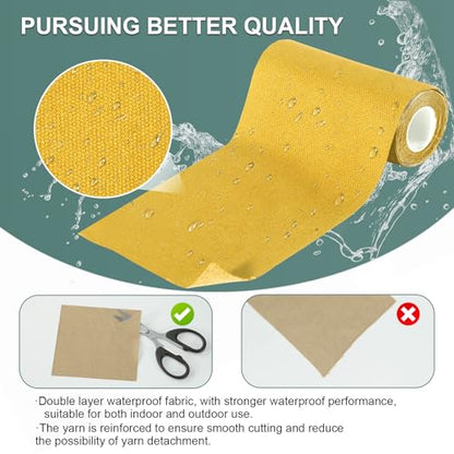 Linen Canvas Repair Tape, 4×63 Inches Yellow Waterproof Self-Adhesive Patch for Outdoor Gear, Durable Fabric Tape for Boat Covers, Couch,Tents, Sofas, Sun Shades, Awnings, and Lounge Chairs - color: Yellow