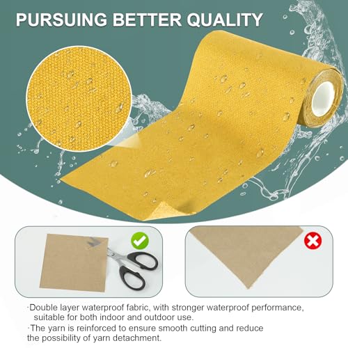 Linen Canvas Repair Tape, 4×63 Inches Yellow Waterproof Self-Adhesive Patch for Outdoor Gear, Durable Fabric Tape for Boat Covers, Couch,Tents, Sofas, Sun Shades, Awnings, and Lounge Chairs - color: Yellow