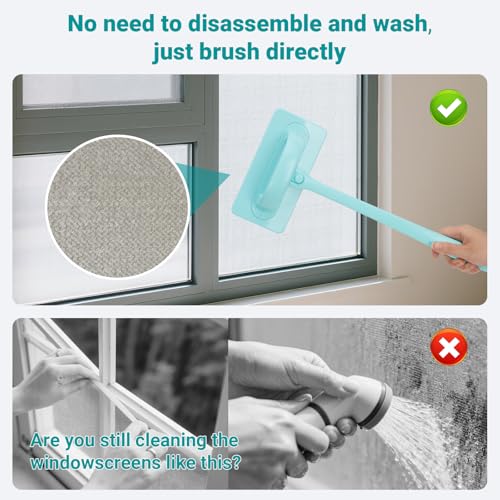 Window Cleaner Tool, Window Screen Cleaner and 3 Pack Track Cleaning Brush with 6 Replacement Cleaning Cloths, Detachable Window Cleaner Tool with Wet and Dry Dual-Use