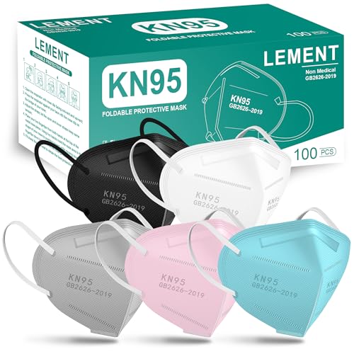 LEMENT KN95 Face Masks,100 Pack Breathable Cup Dust Disposable Masks For Adults,5 color - color: Adult-100 Pack-color