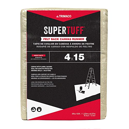 Trimaco SuperTuff Felt Back Canvas Drop Cloth, 4-feet x 15-feet - size: 4' X 15'