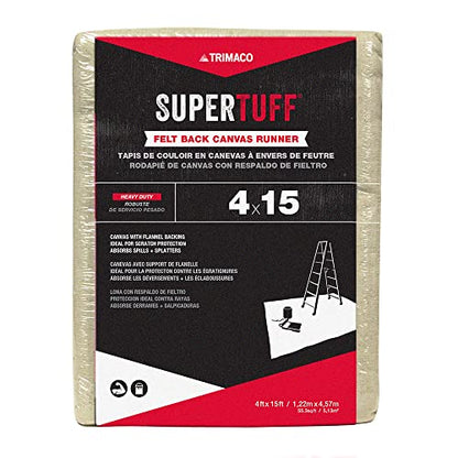 Trimaco SuperTuff Felt Back Canvas Drop Cloth, 4-feet x 15-feet - size: 4' X 15'