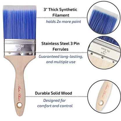 Bates - 2 Pack, 3 Inch & 2.5 Inch, Wood Handle, Paint Brushes Set, Professional House, Trim, Sash Paint Brush - color: Wood Handle Angle/Flat, size: 2 Pack, 2.5” & 3”