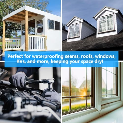 LLPT Butyl Tape White 2 Inch x 33 Feet 5mm Thickness Water Tight Seal for Leak Proof EPDM RV Repair Window Glass Boat Sealing Roof Pipe Patching(WST5110) - color: White, size: 2" x 33 Ft
