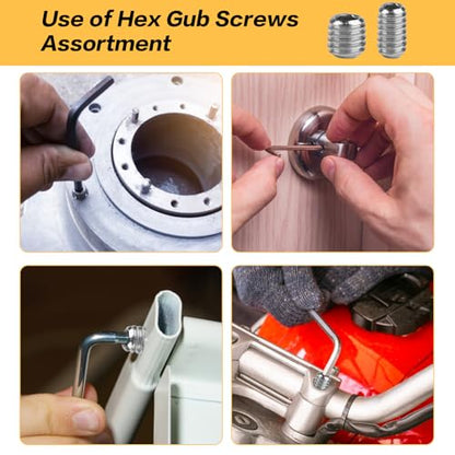 360 Pcs Allen Head Screws - Hex Socket Head, Grub Screw Set - M2.5/M3/M4/M5/M6/M8 Metric Stainless Steel Internal Hex Drive Cup-Point Screws Assortment Kit for Door Handles, Light Fixture - size: 14Size（360pcs Stainless Steel）