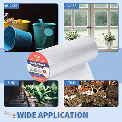 Butyl Tape Waterproof Aluminum Butyl Rubber Tape 12in x 16.4ft, UV-Resistant Leak Proof Seal Strip Patch for RV Patch,Window and Metal Roof Flashing, Patching and Gutter Leak Repair - size: 12"w X 16.4'l