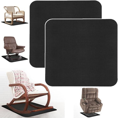 2Pcs Recliner Pads for Hardwood Floors Non Skid Furniture Gripper Pad Floor Rubber Mat,Anti Slide Furniture Pad Hardwood Floor Protector,Swivel Chairs Recliner Mats Non Slip Recliner Grippers - size: Sq-Black-2Pcs-30"x30"