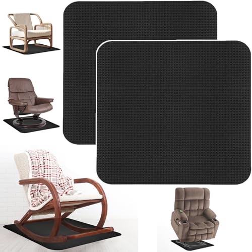 2Pcs Recliner Pads for Hardwood Floors Non Skid Furniture Gripper Pad Floor Rubber Mat,Anti Slide Furniture Pad Hardwood Floor Protector,Swivel Chairs Recliner Mats Non Slip Recliner Grippers - size: Sq-Black-2Pcs-30"x30"