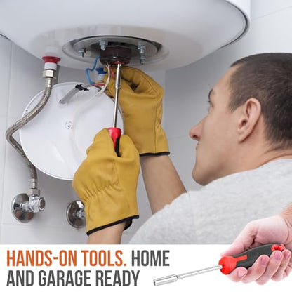 Hi-Spec 52pc Home Garage Mechanics DIY Tool Kit Set. Metric Sockets, Ratchet Wrench, Screwdriver Bit Set, Pliers and Spark Plug Accessories in a Portable Toolbox Case - size: 52 PCS
