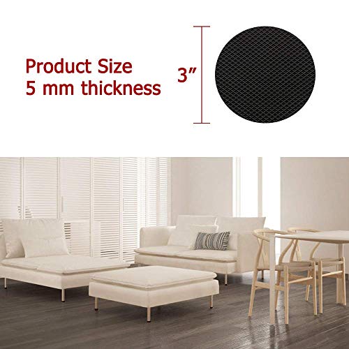 Yelanon Non Slip Furniture Pads - 16 pcs 3" Round Felt & EVA Furniture Grippers, Dark Brown & Black, Self Adhesive Rubber Feet for Hardwood, Laminate, Tile, Vinyl, Cork Floors - size: 16pcs 3" Round