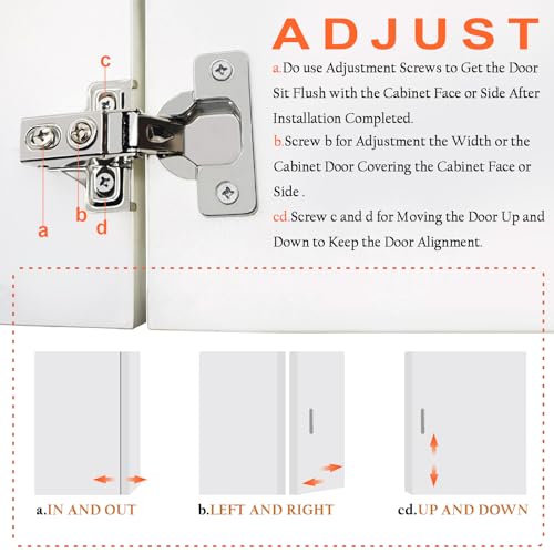 8 Pack 1/2 inch Overlay Soft Close Cabinet Door Hinges for Kitchen Cabinet Hinges Hidden Hinge Stainless Steel Concealed Kitchen Cabinet Hinge Self Closing Screw Holes Distance of Cup is 45 mm