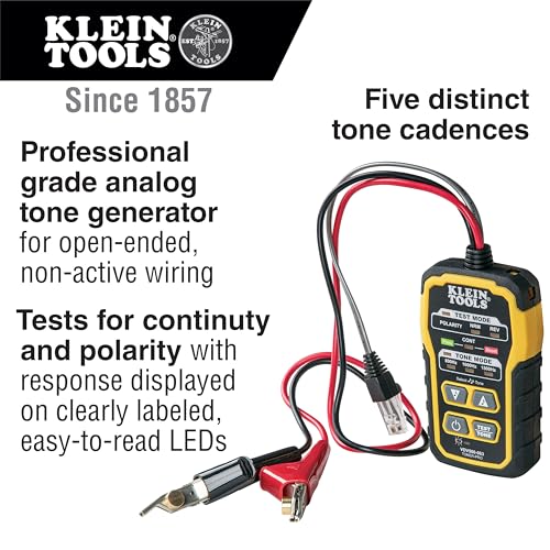 Klein Tools VDV500-820 Wire Tracer Tone Generator and Probe Kit Continuity Tester for Ethernet, Telephone, Speaker, Coax, Video, and Data Cables, RJ45, RJ11, RJ12 - style: Analog