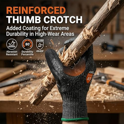 Donfri A9 Cut Resistant Work Gloves for Men, Safety Gloves for Men Touchscreen with Reinforced Thumb for Metal Glass Wood - size: X-Large
