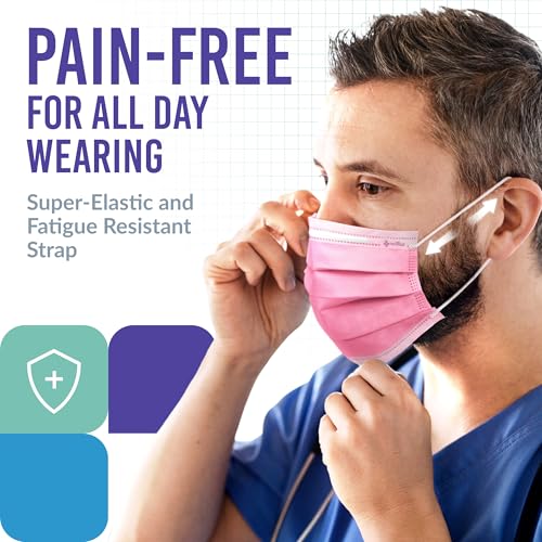 Medtecs Face Mask Disposable – Available in 50 & 2,000 pcs – ASTM Level 1, 3-Ply Breathable, Soft Fit – Adult Size – Ideal for Commuting & Daily Wear - color: 04. Cherry Blossom, size: Adult - 50PC
